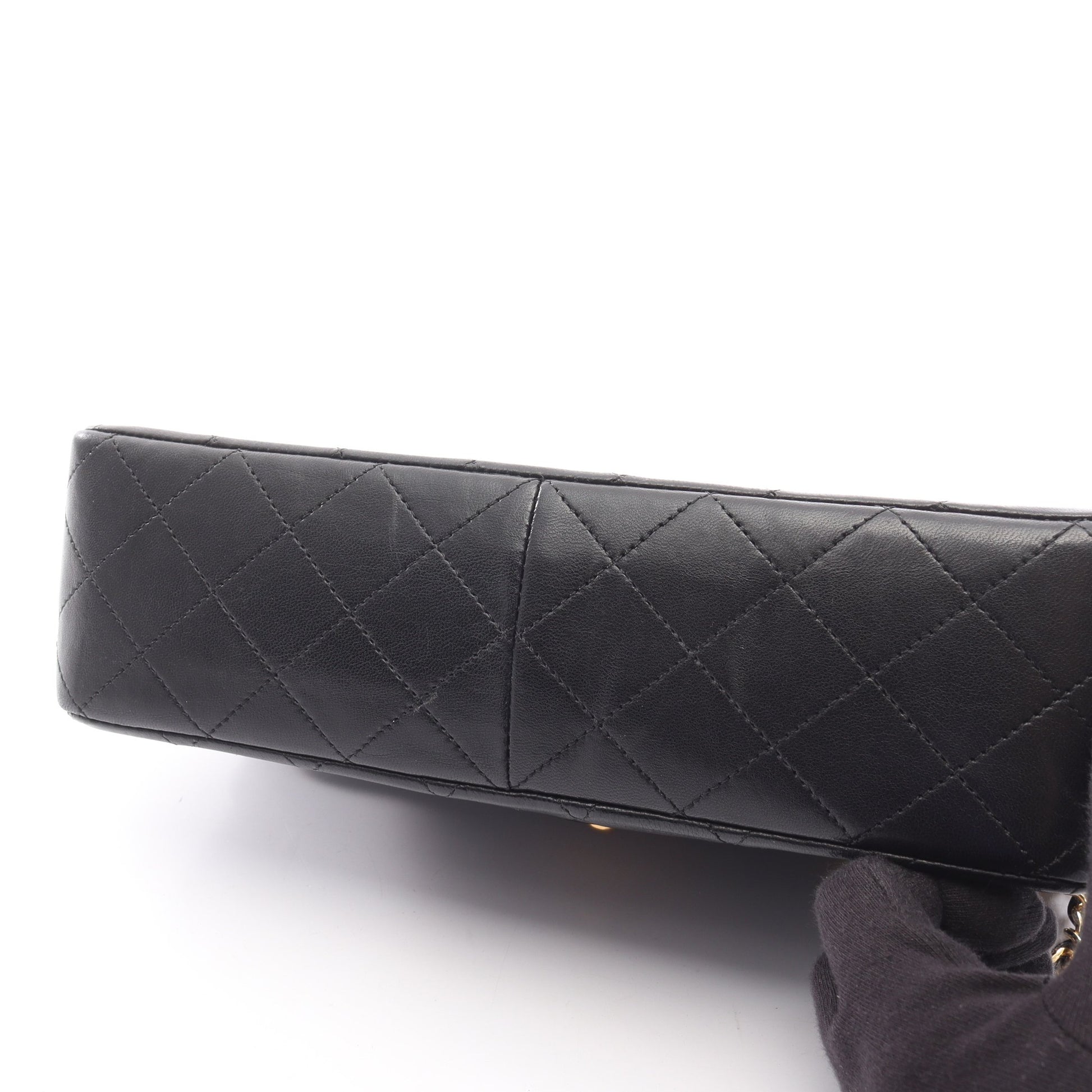 マトラッセ ダブルフラップ Wチェーンショルダーバッグ ラムスキン ブラック ゴールド金具 シャネル バッグ CHANEL