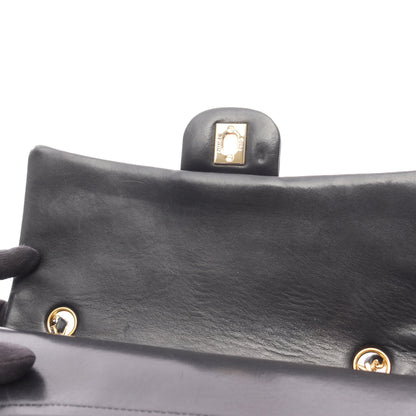 マトラッセ ダブルフラップ Wチェーンショルダーバッグ ラムスキン ブラック ゴールド金具 シャネル バッグ CHANEL