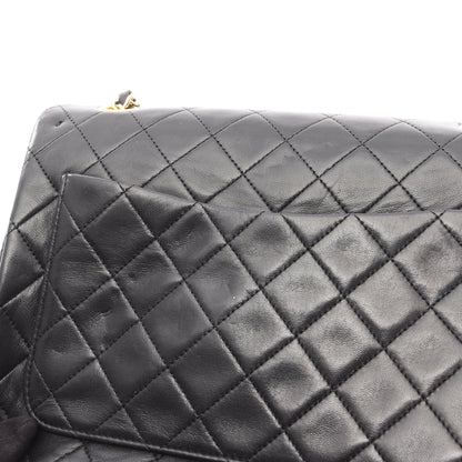 マトラッセ ダブルフラップ Wチェーンショルダーバッグ ラムスキン ブラック ゴールド金具 シャネル バッグ CHANEL