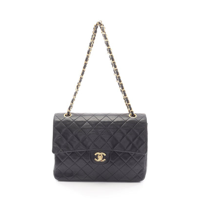 マトラッセ ダブルフラップ Wチェーンショルダーバッグ ラムスキン ブラック ゴールド金具 シャネル バッグ CHANEL