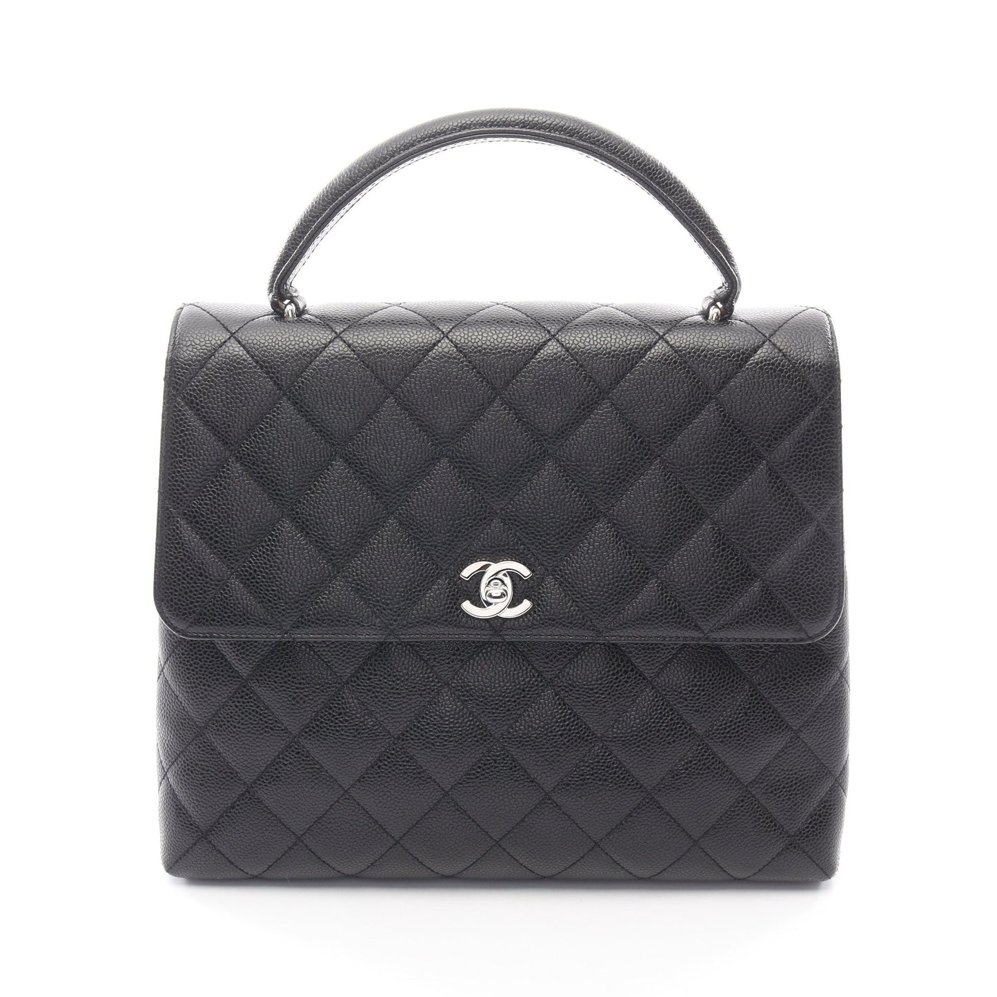 マトラッセ ハンドバッグ キャビアスキン ブラック シルバー金具 シャネル バッグ CHANEL
