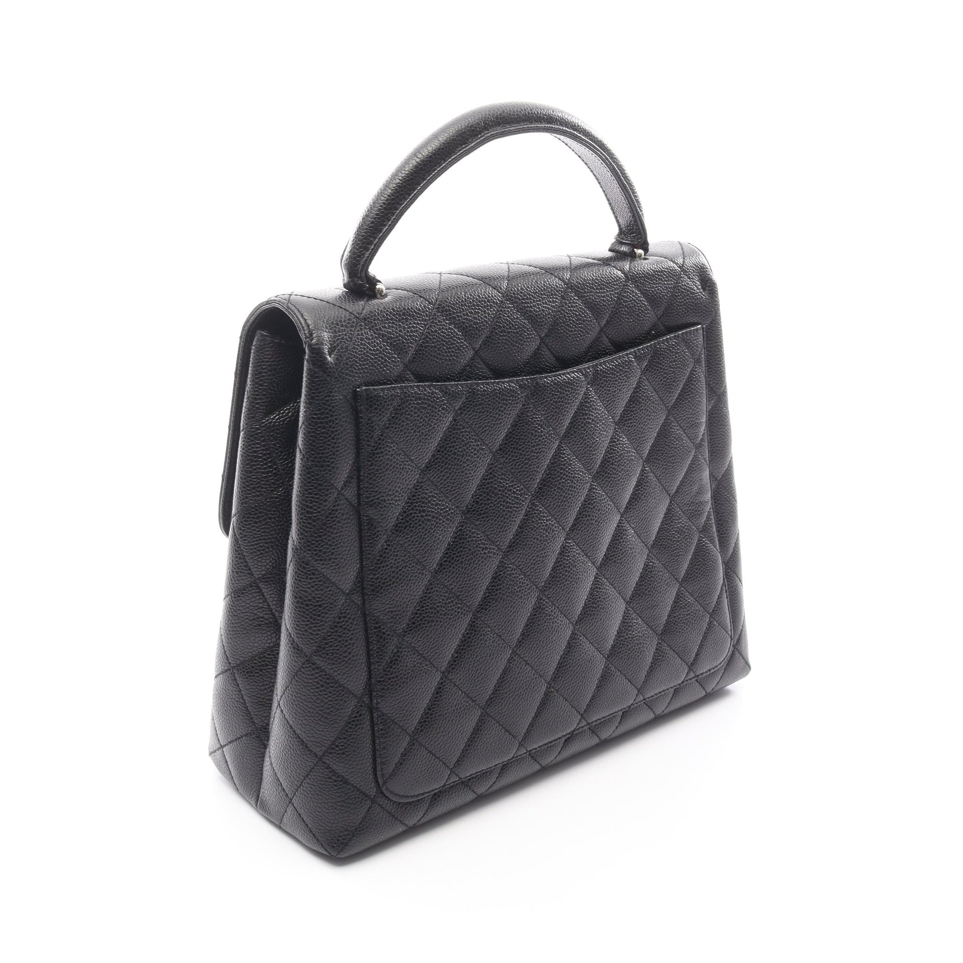 マトラッセ ハンドバッグ キャビアスキン ブラック シルバー金具 シャネル バッグ CHANEL