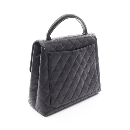 マトラッセ ハンドバッグ キャビアスキン ブラック シルバー金具 シャネル バッグ CHANEL