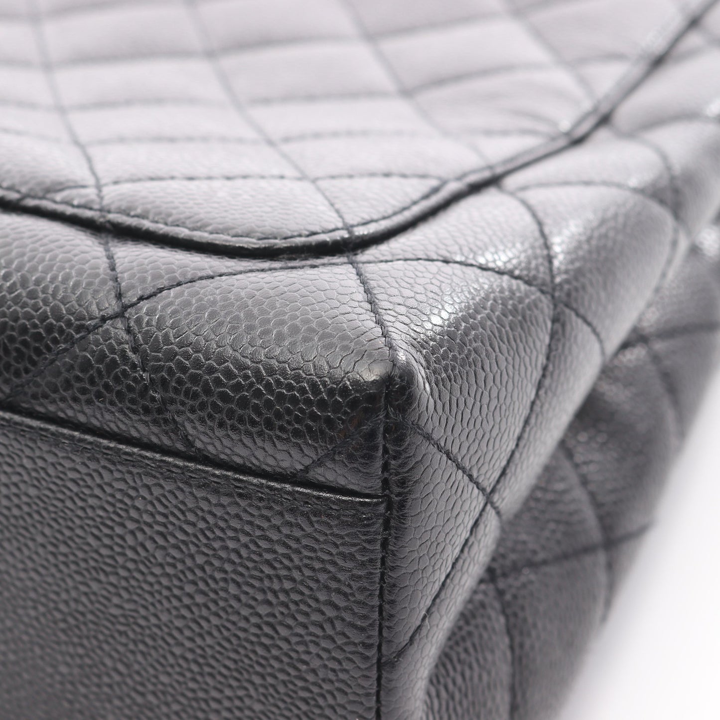 マトラッセ ハンドバッグ キャビアスキン ブラック シルバー金具 シャネル バッグ CHANEL