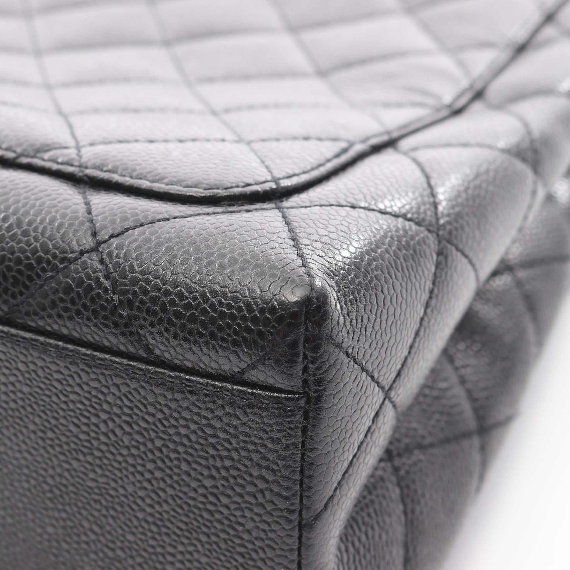 マトラッセ ハンドバッグ キャビアスキン ブラック シルバー金具 シャネル バッグ CHANEL