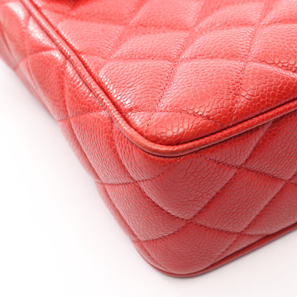 マトラッセ チェーンショルダーバッグ キャビアスキン レッド ゴールド金具 シャネル バッグ CHANEL