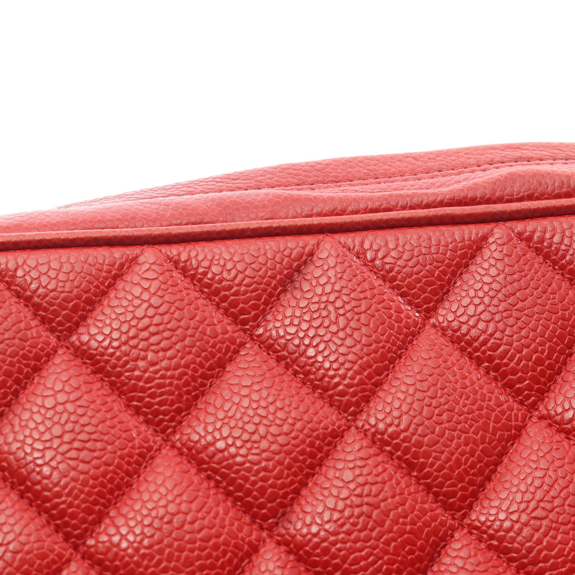 マトラッセ チェーンショルダーバッグ キャビアスキン レッド ゴールド金具 シャネル バッグ CHANEL
