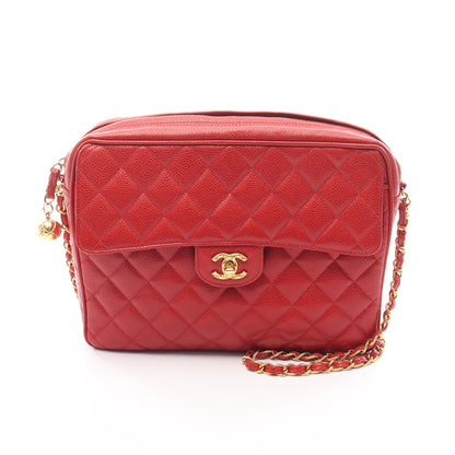 マトラッセ チェーンショルダーバッグ キャビアスキン レッド ゴールド金具 シャネル バッグ CHANEL
