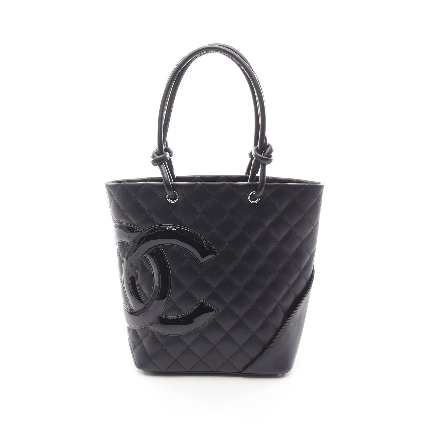 カンボンライン ミディアム ハンドバッグ トートバッグ レザー ブラック シルバー金具 シャネル バッグ CHANEL