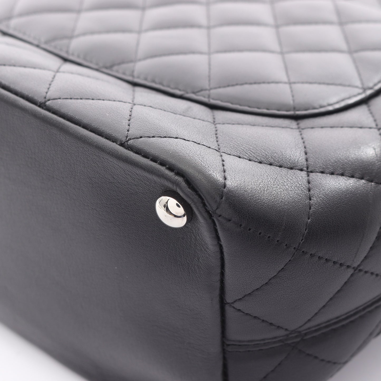 カンボンライン ミディアム ハンドバッグ トートバッグ レザー ブラック シルバー金具 シャネル バッグ CHANEL