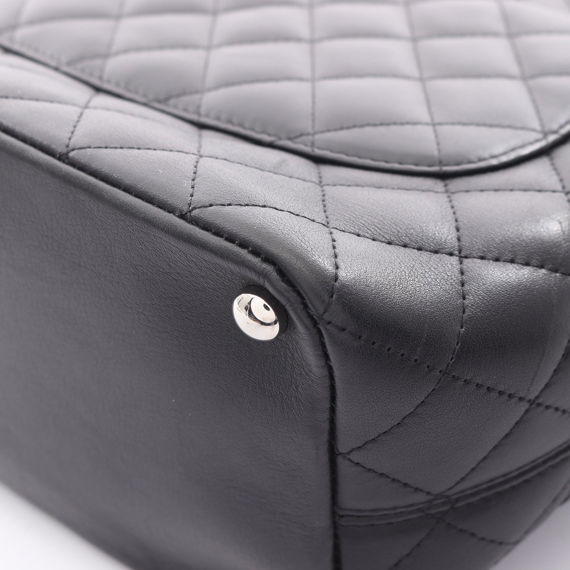 カンボンライン ミディアム ハンドバッグ トートバッグ レザー ブラック シルバー金具 シャネル バッグ CHANEL