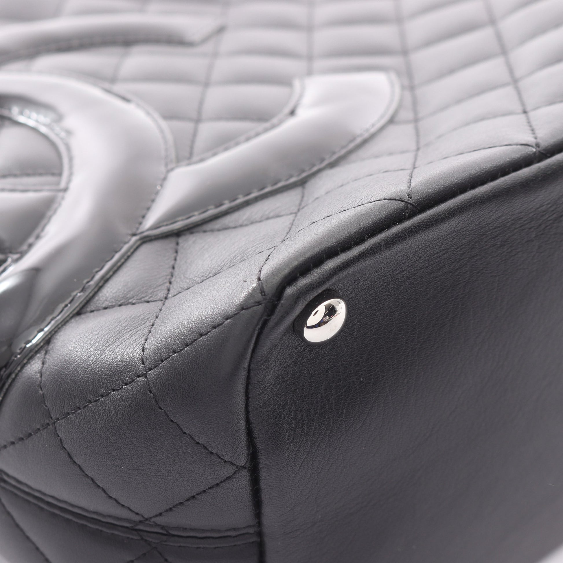 カンボンライン ミディアム ハンドバッグ トートバッグ レザー ブラック シルバー金具 シャネル バッグ CHANEL