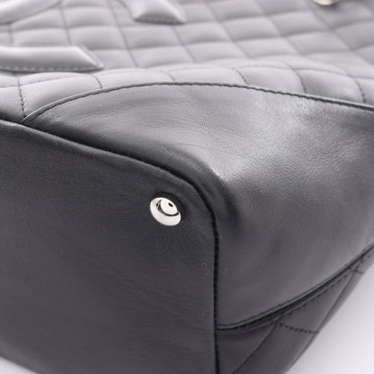 カンボンライン ミディアム ハンドバッグ トートバッグ レザー ブラック シルバー金具 シャネル バッグ CHANEL