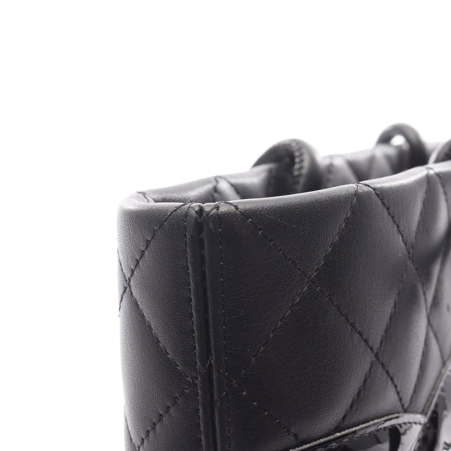 カンボンライン ミディアム ハンドバッグ トートバッグ レザー ブラック シルバー金具 シャネル バッグ CHANEL
