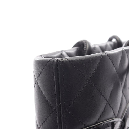 カンボンライン ミディアム ハンドバッグ トートバッグ レザー ブラック シルバー金具 シャネル バッグ CHANEL
