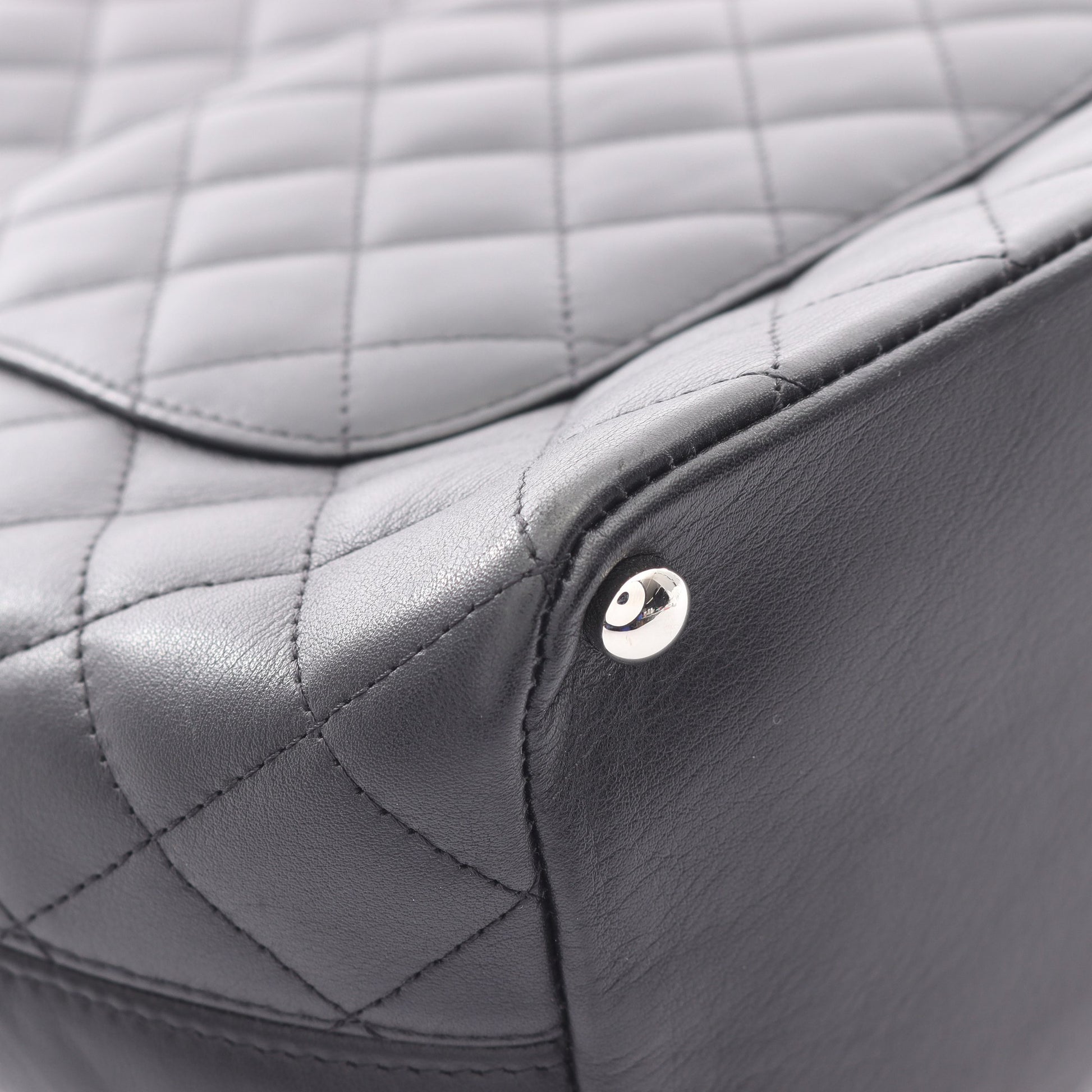 カンボンライン ミディアム ハンドバッグ トートバッグ レザー ブラック シルバー金具 シャネル バッグ CHANEL