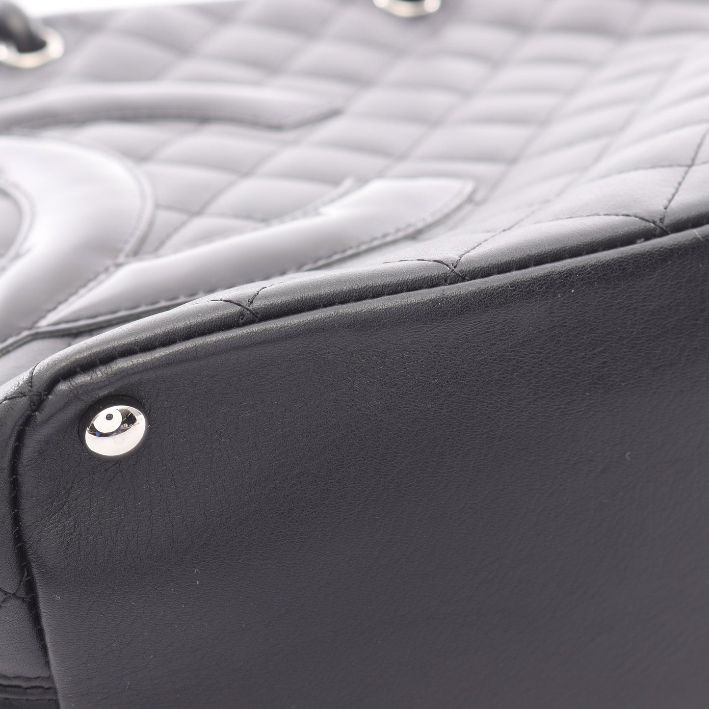 カンボンライン ミディアム ハンドバッグ トートバッグ レザー ブラック シルバー金具 シャネル バッグ CHANEL