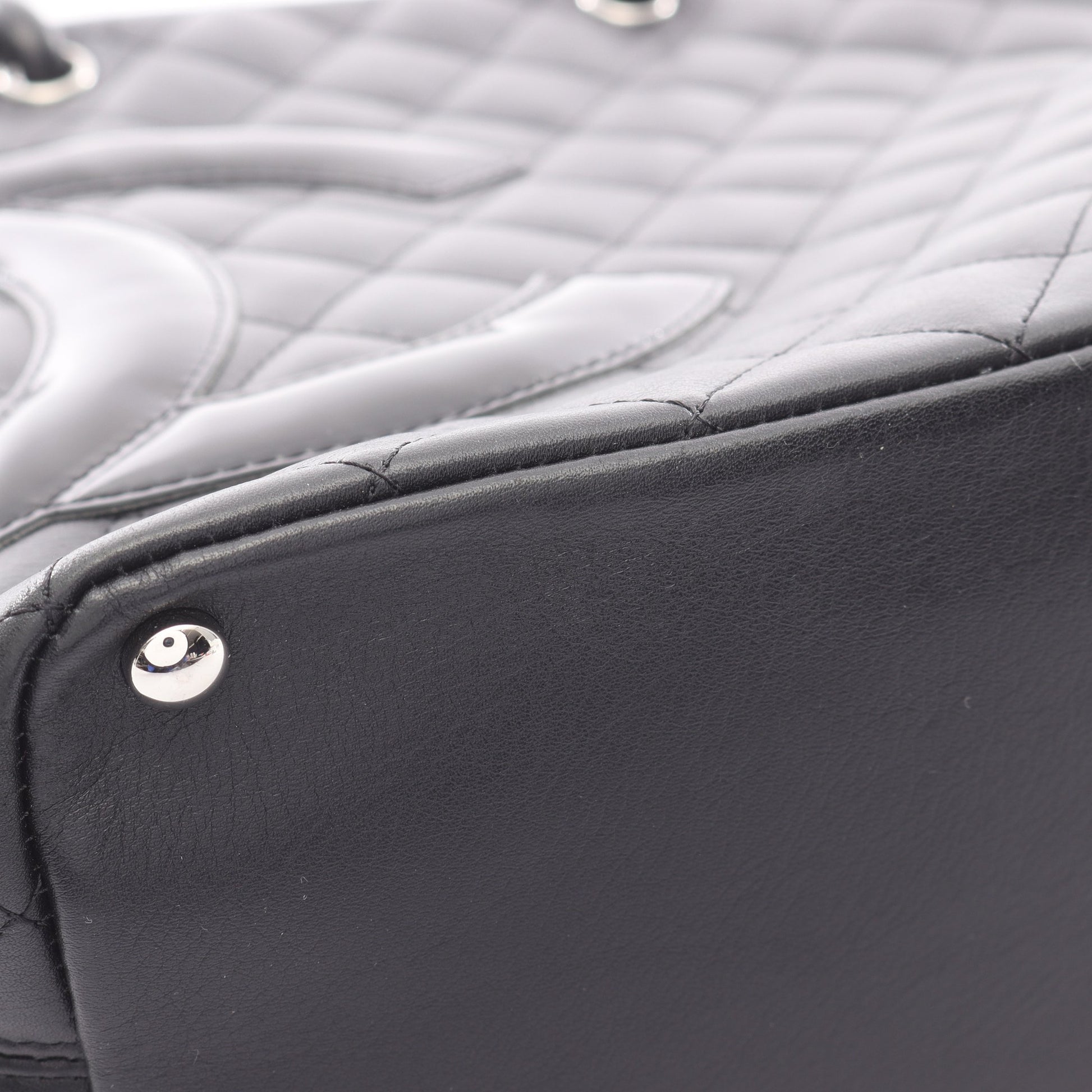 カンボンライン ミディアム ハンドバッグ トートバッグ レザー ブラック シルバー金具 シャネル バッグ CHANEL