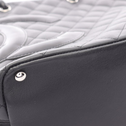 カンボンライン ミディアム ハンドバッグ トートバッグ レザー ブラック シルバー金具 シャネル バッグ CHANEL