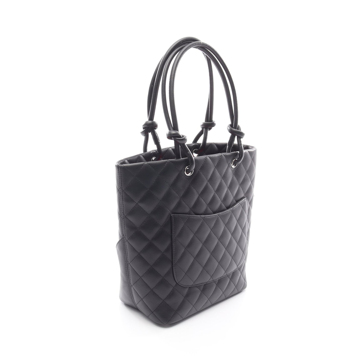 カンボンライン ミディアム ハンドバッグ トートバッグ レザー ブラック シルバー金具 シャネル バッグ CHANEL