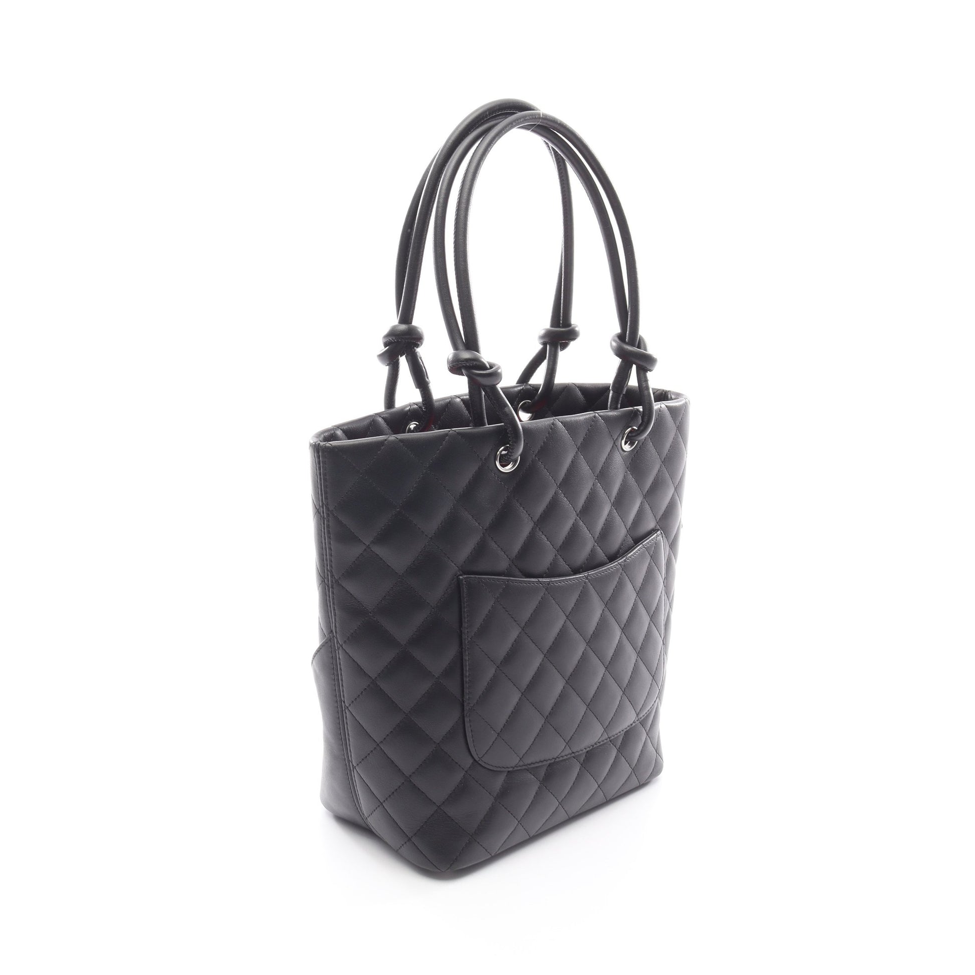 カンボンライン ミディアム ハンドバッグ トートバッグ レザー ブラック シルバー金具 シャネル バッグ CHANEL