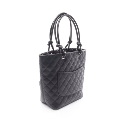 カンボンライン ミディアム ハンドバッグ トートバッグ レザー ブラック シルバー金具 シャネル バッグ CHANEL