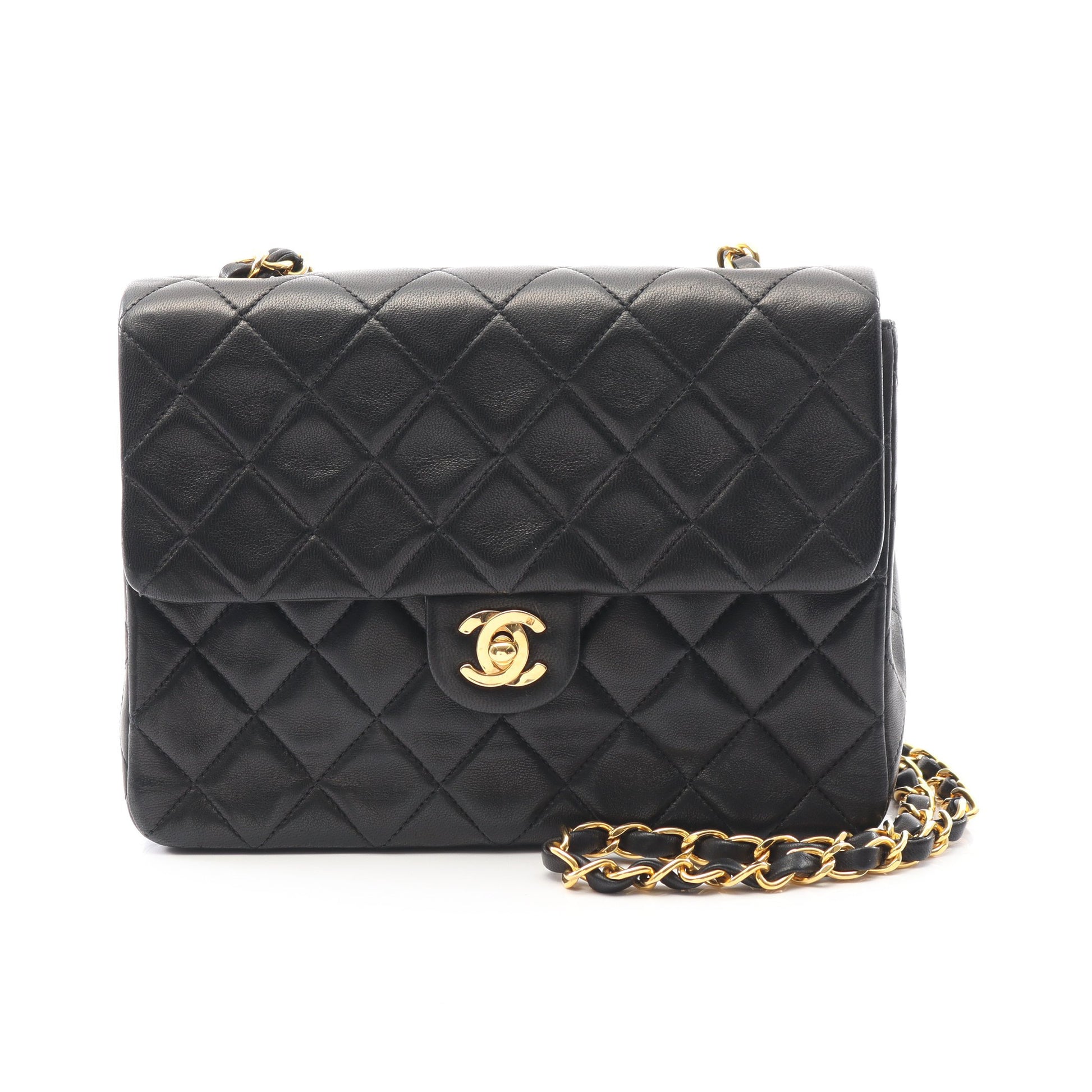 ミニマトラッセ20 チェーンショルダーバッグ ラムスキン ブラック ゴールド金具 ヴィンテージ シャネル バッグ CHANEL