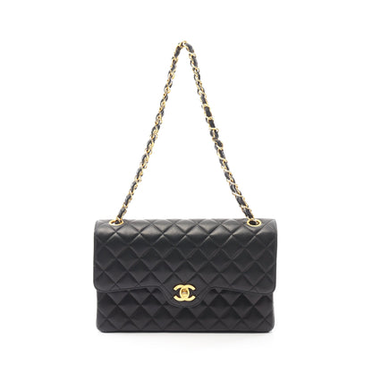 マトラッセ Wフラップ Wチェーンショルダーバッグ ラムスキン ブラック ゴールド金具 シャネル バッグ CHANEL