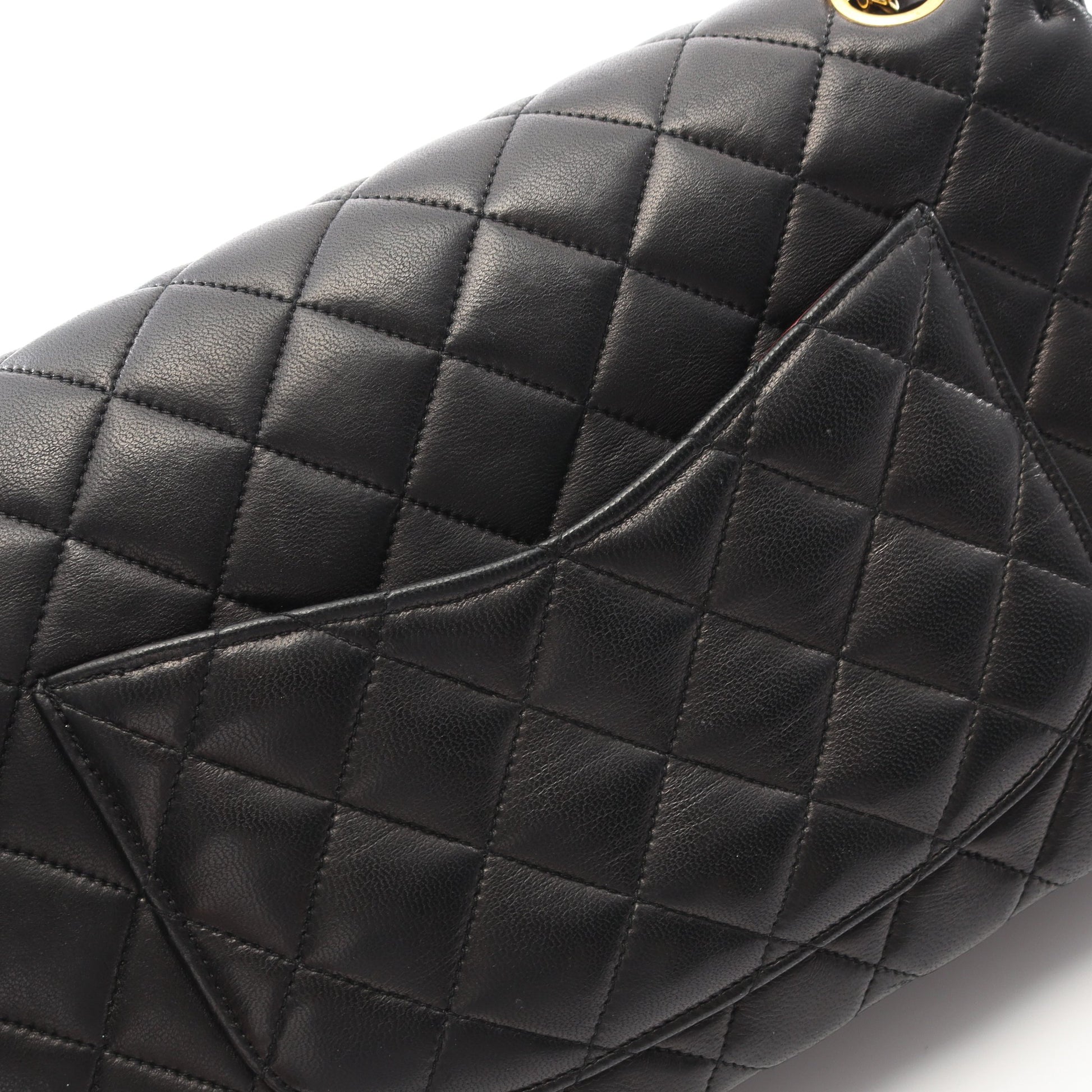 マトラッセ Wフラップ Wチェーンショルダーバッグ ラムスキン ブラック ゴールド金具 シャネル バッグ CHANEL