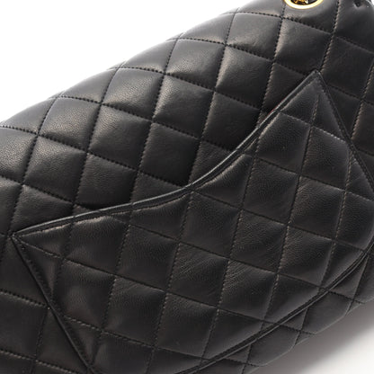 マトラッセ Wフラップ Wチェーンショルダーバッグ ラムスキン ブラック ゴールド金具 シャネル バッグ CHANEL