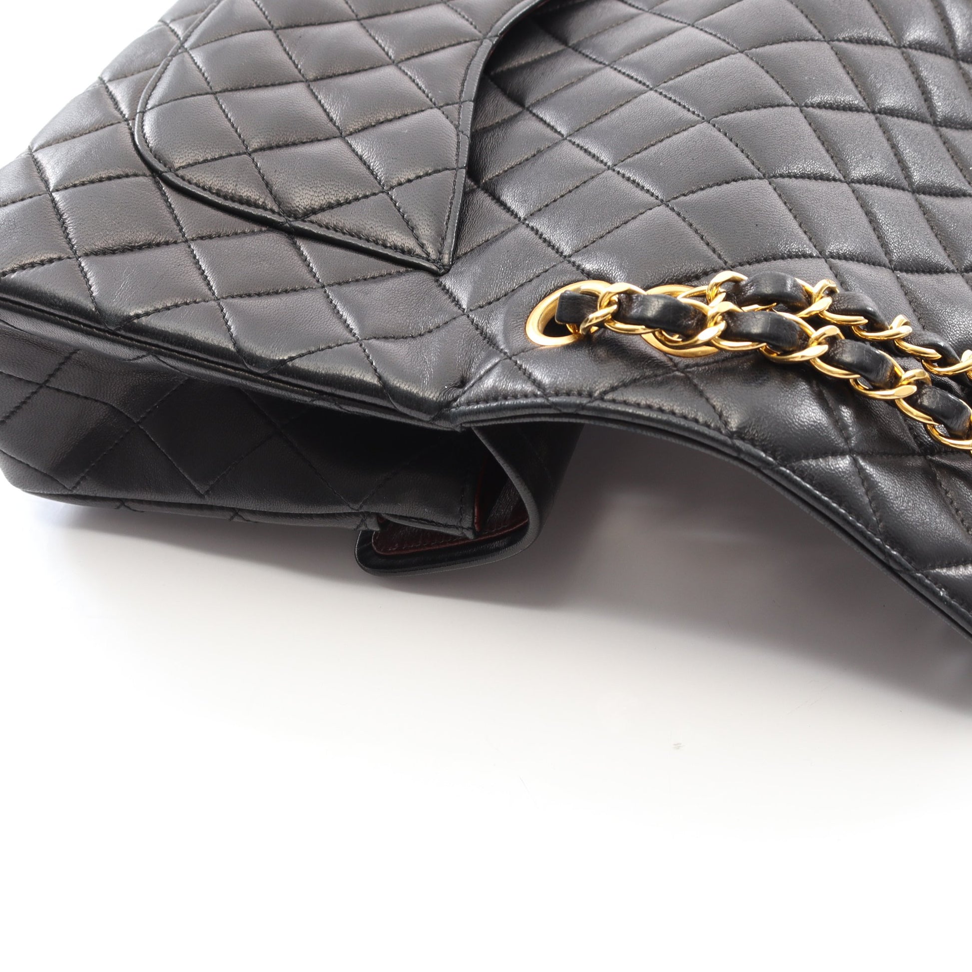 マトラッセ Wフラップ Wチェーンショルダーバッグ ラムスキン ブラック ゴールド金具 シャネル バッグ CHANEL