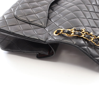 マトラッセ Wフラップ Wチェーンショルダーバッグ ラムスキン ブラック ゴールド金具 シャネル バッグ CHANEL