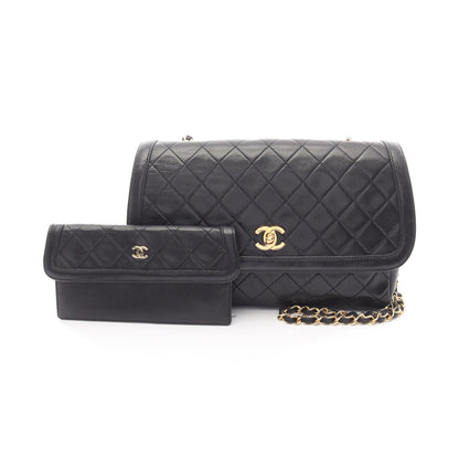 マトラッセ チェーンショルダーバッグ ラムスキン ブラック ゴールド金具 シャネル バッグ CHANEL
