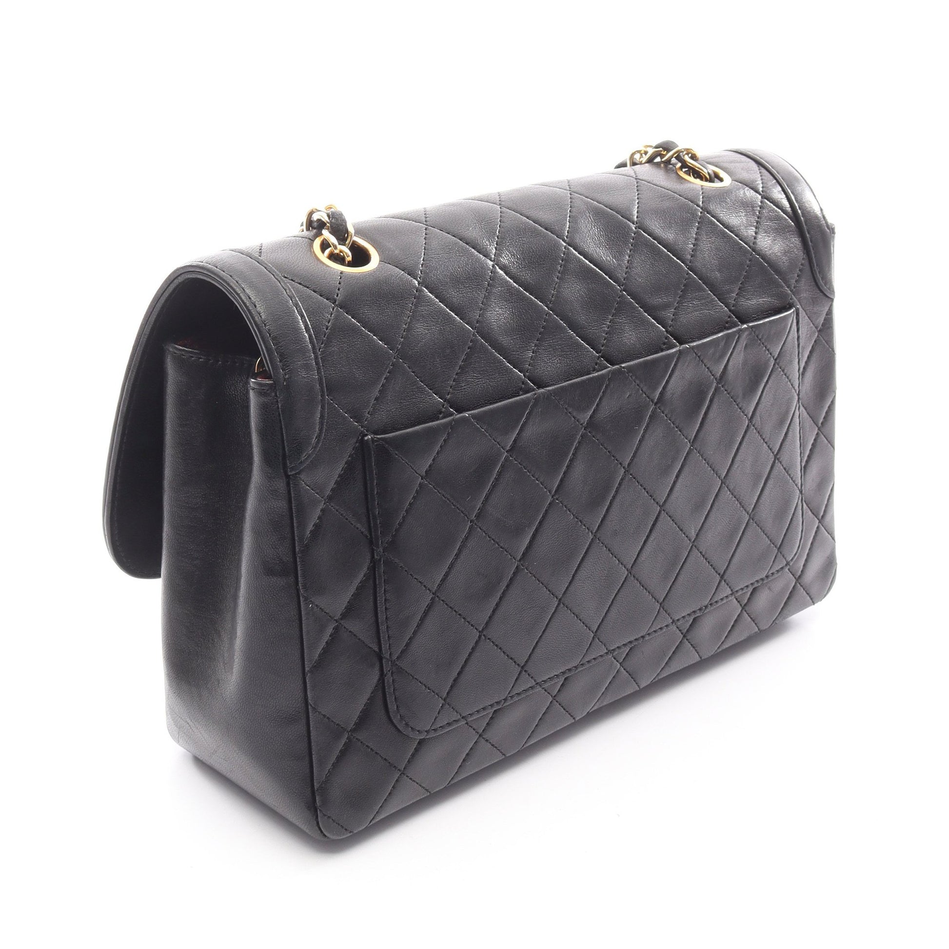 マトラッセ チェーンショルダーバッグ ラムスキン ブラック ゴールド金具 シャネル バッグ CHANEL
