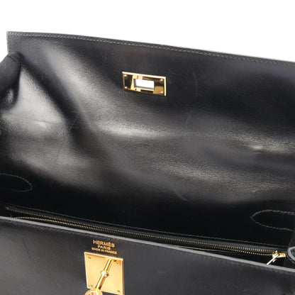 ケリー32 ハンドバッグ ボックスカーフ ブラック ゴールド金具 外縫い 2WAY □L刻印 エルメス バッグ HERMES