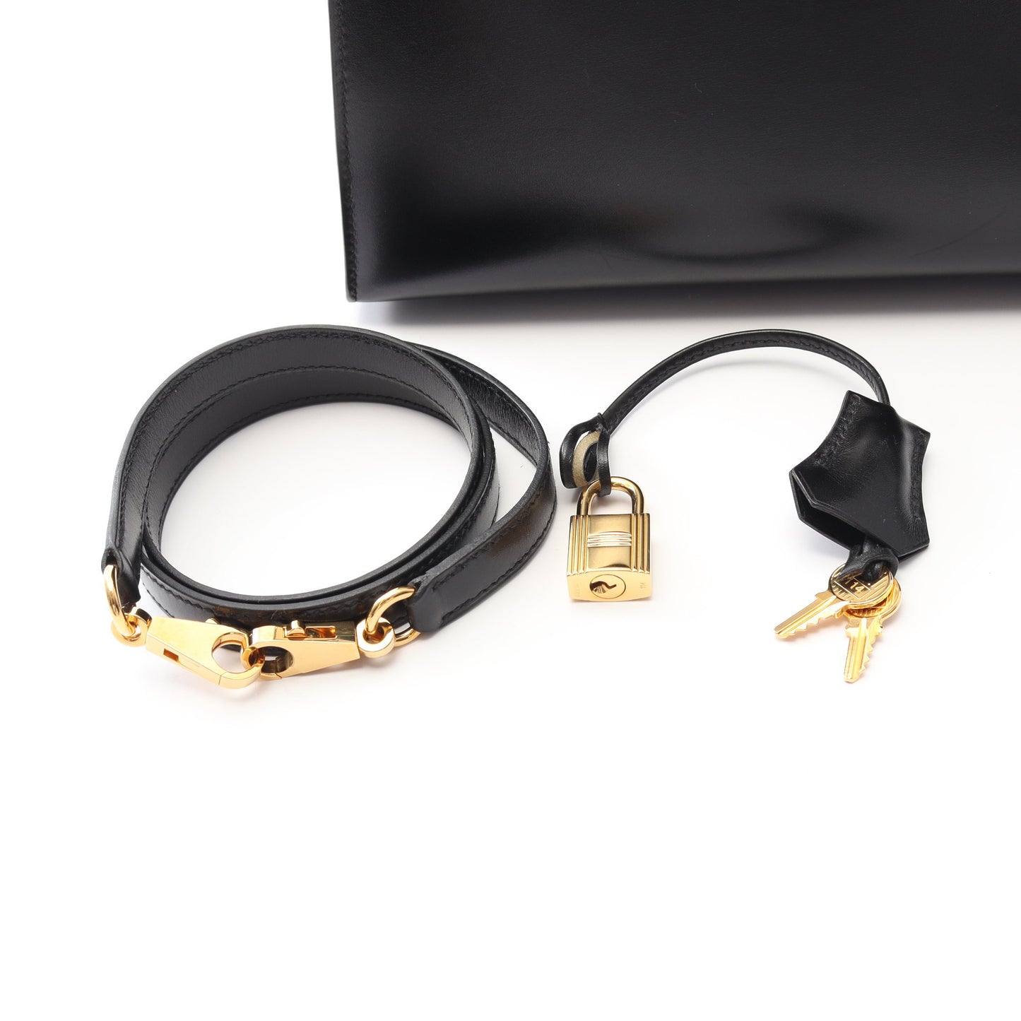 ケリー32 ハンドバッグ ボックスカーフ ブラック ゴールド金具 外縫い 2WAY □L刻印 エルメス バッグ HERMES