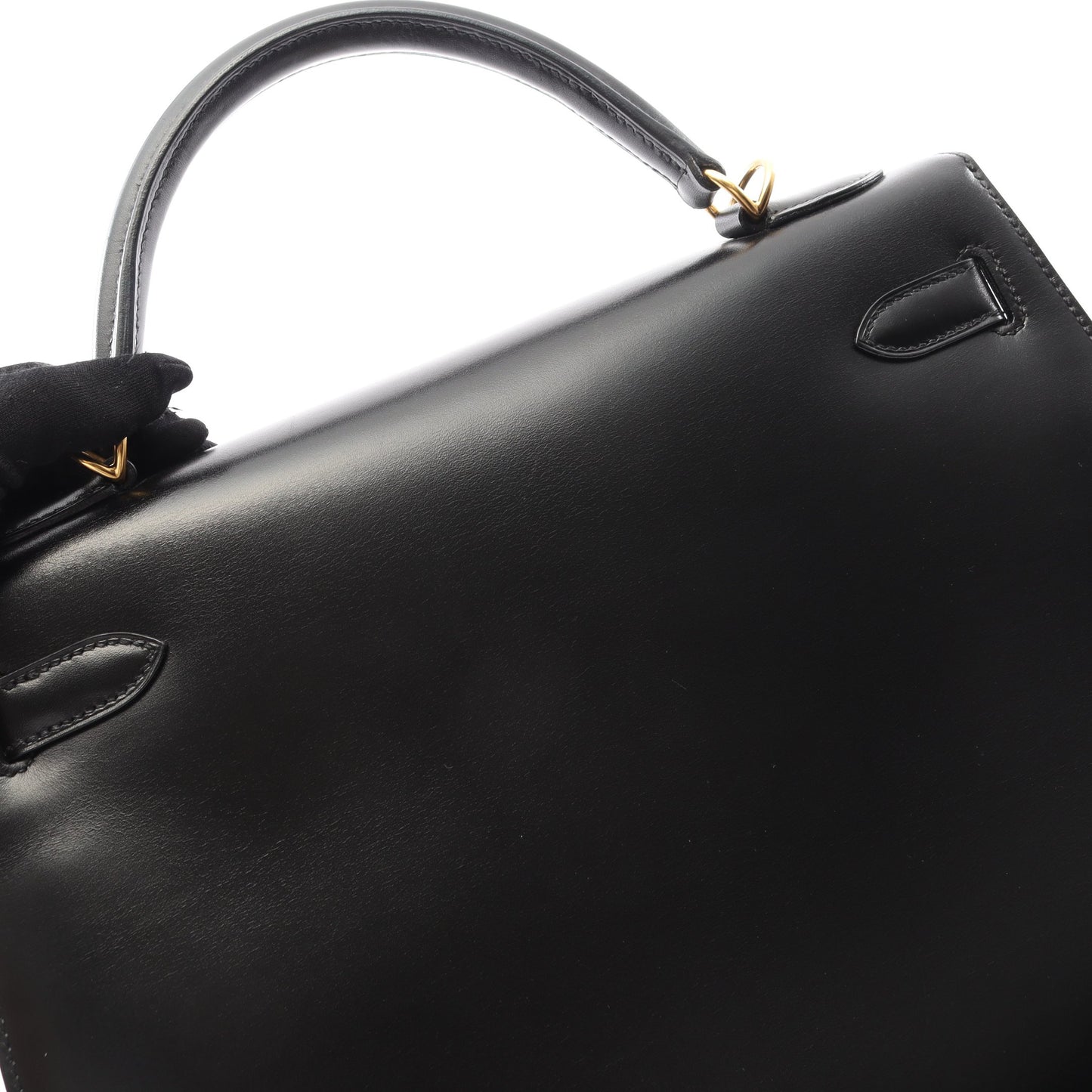 ケリー32 ハンドバッグ ボックスカーフ ブラック ゴールド金具 外縫い 2WAY □L刻印 エルメス バッグ HERMES