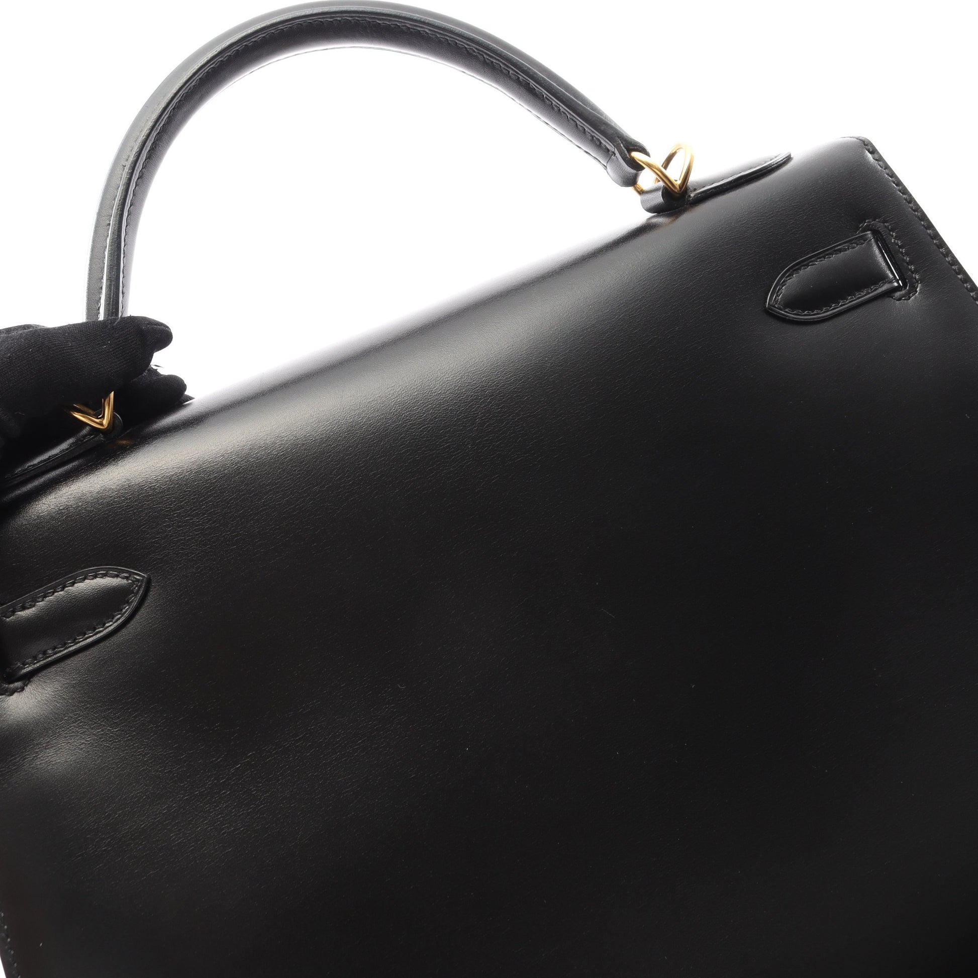 ケリー32 ハンドバッグ ボックスカーフ ブラック ゴールド金具 外縫い 2WAY □L刻印 エルメス バッグ HERMES