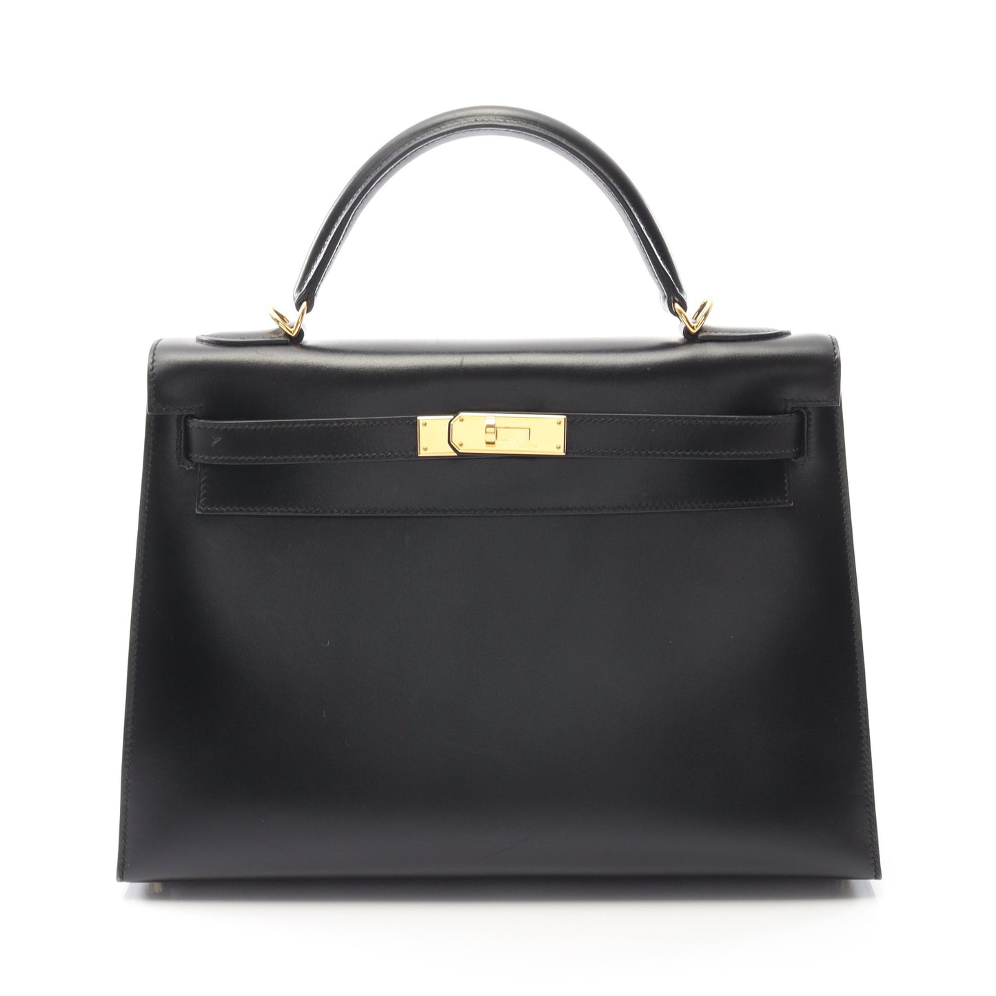 ケリー32 ハンドバッグ ボックスカーフ ブラック ゴールド金具 外縫い 2WAY □L刻印 エルメス バッグ HERMES