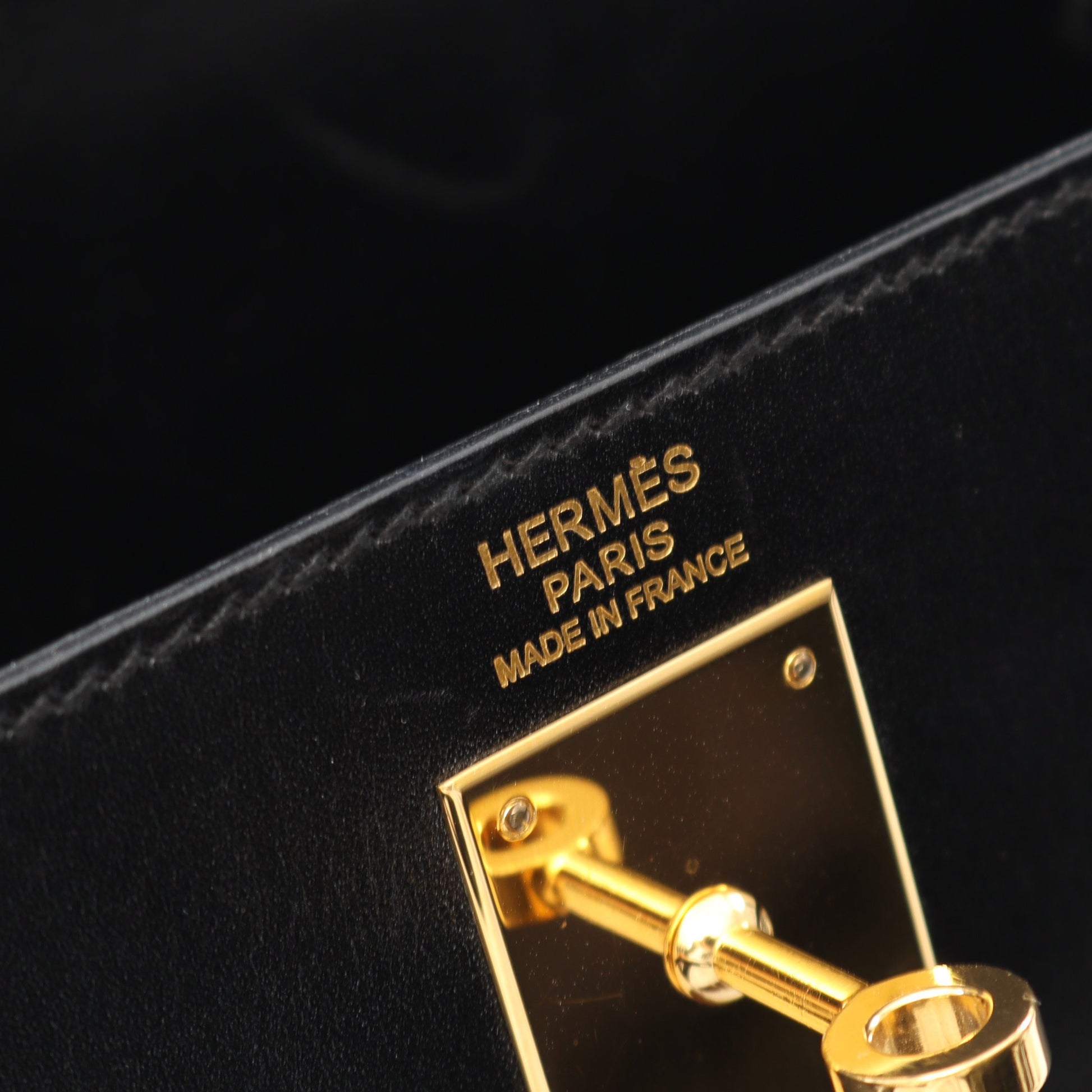 ケリー32 ハンドバッグ ボックスカーフ ブラック ゴールド金具 外縫い 2WAY □L刻印 エルメス バッグ HERMES