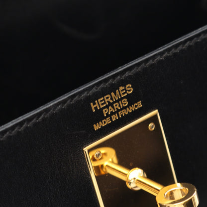 ケリー32 ハンドバッグ ボックスカーフ ブラック ゴールド金具 外縫い 2WAY □L刻印 エルメス バッグ HERMES