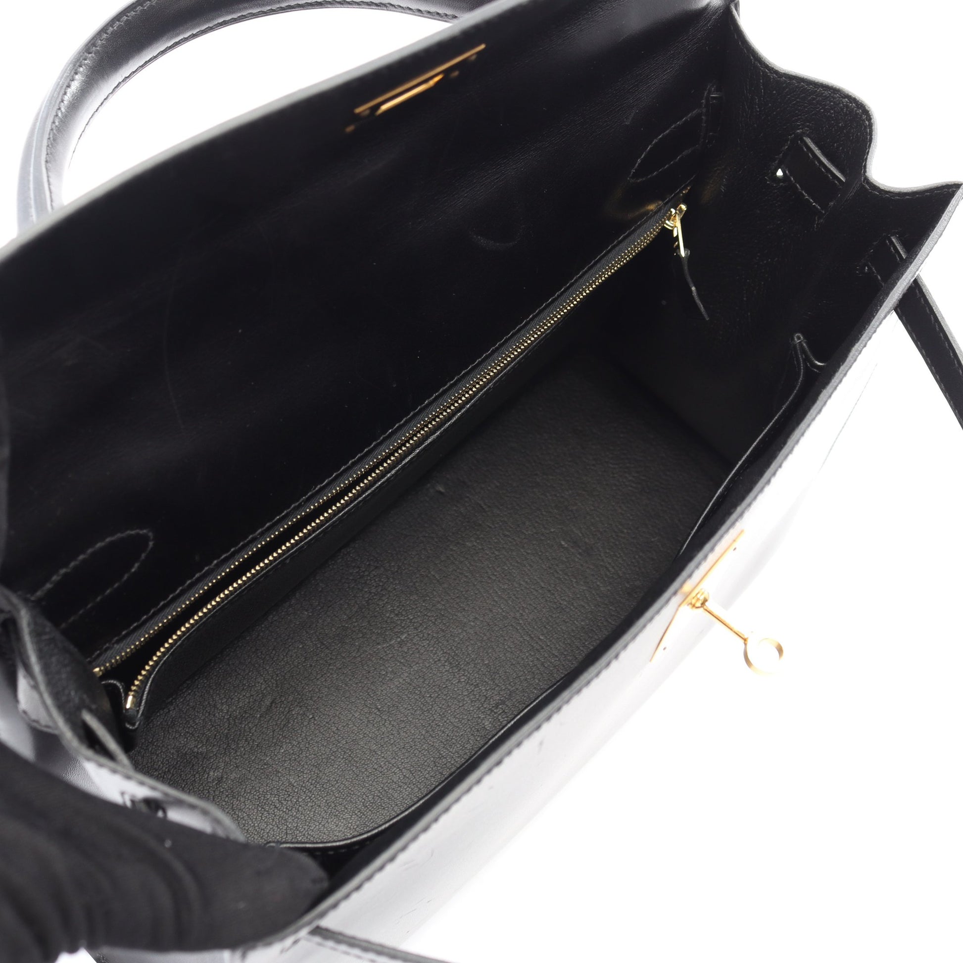ケリー32 ハンドバッグ ボックスカーフ ブラック ゴールド金具 外縫い 2WAY □L刻印 エルメス バッグ HERMES