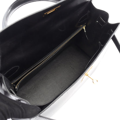 ケリー32 ハンドバッグ ボックスカーフ ブラック ゴールド金具 外縫い 2WAY □L刻印 エルメス バッグ HERMES