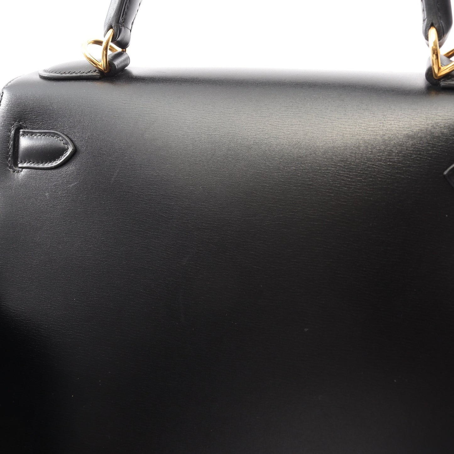 ケリー28 ハンドバッグ ボックスカーフ ブラック ゴールド金具 外縫い 2WAY エルメス バッグ HERMES