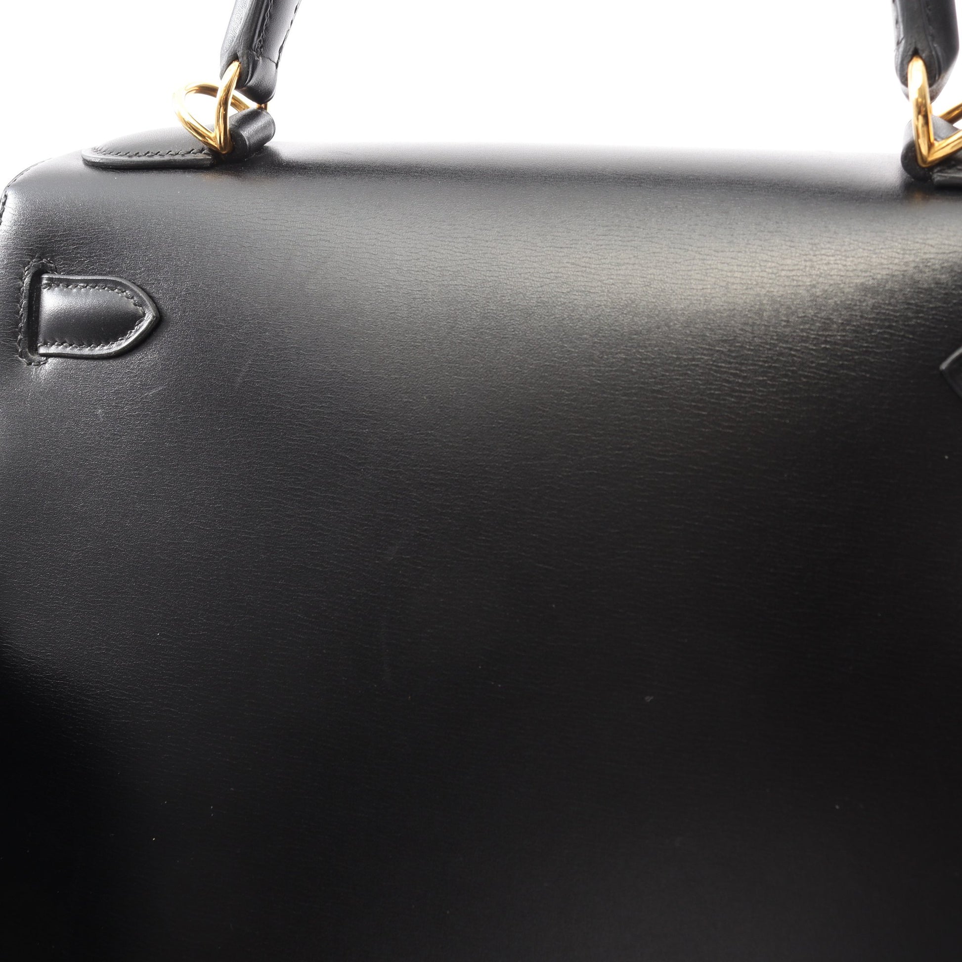 ケリー28 ハンドバッグ ボックスカーフ ブラック ゴールド金具 外縫い 2WAY エルメス バッグ HERMES
