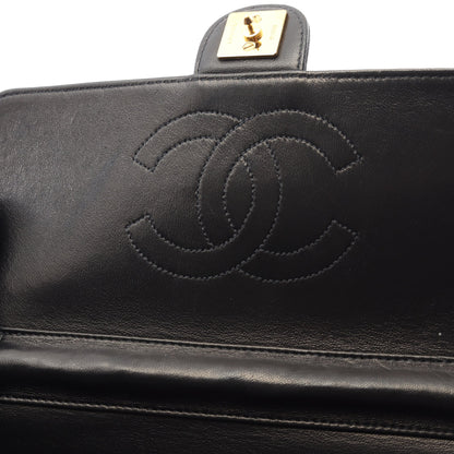 マトラッセ シングルフラップ チェーンショルダーバッグ ラムスキン ブラック ゴールド金具 プッシュロック シャネル バッグ CHANEL