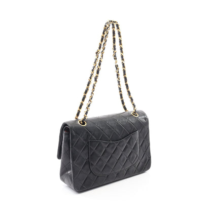 マトラッセ Wフラップ Wチェーンショルダーバッグ ラムスキン ブラック ゴールド金具 ヴィンテージ シャネル バッグ CHANEL