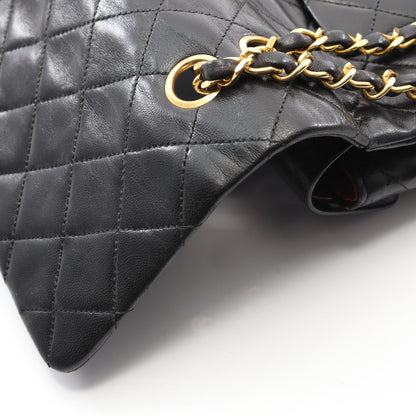 マトラッセ Wフラップ Wチェーンショルダーバッグ ラムスキン ブラック ゴールド金具 ヴィンテージ シャネル バッグ CHANEL