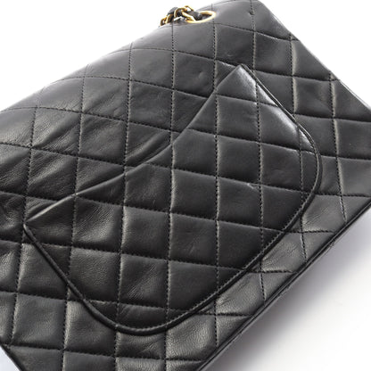 マトラッセ Wフラップ Wチェーンショルダーバッグ ラムスキン ブラック ゴールド金具 ヴィンテージ シャネル バッグ CHANEL