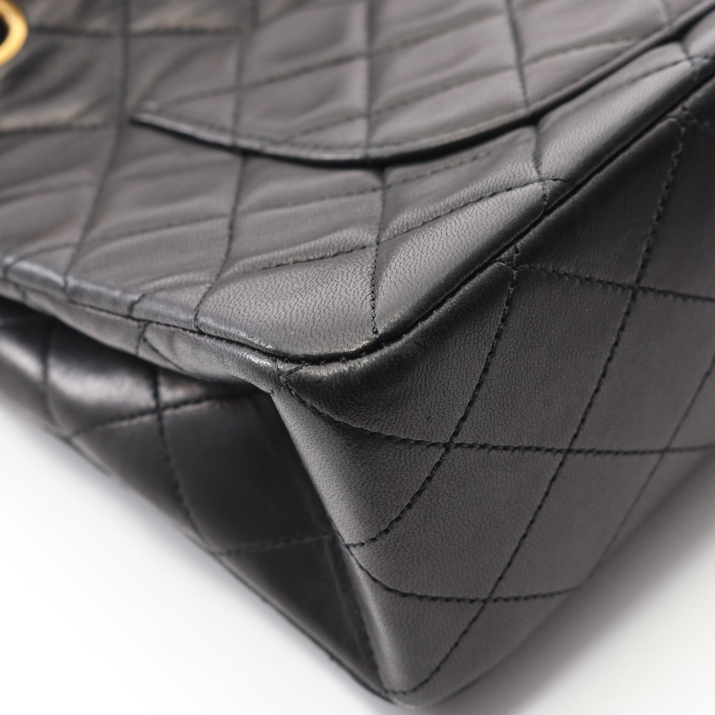 マトラッセ Wフラップ Wチェーンショルダーバッグ ラムスキン ブラック ゴールド金具 ヴィンテージ シャネル バッグ CHANEL